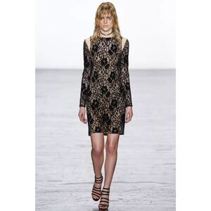 TADASHI SHOJI Runway Tallulah Velvet Lace Illusion Dress - 10